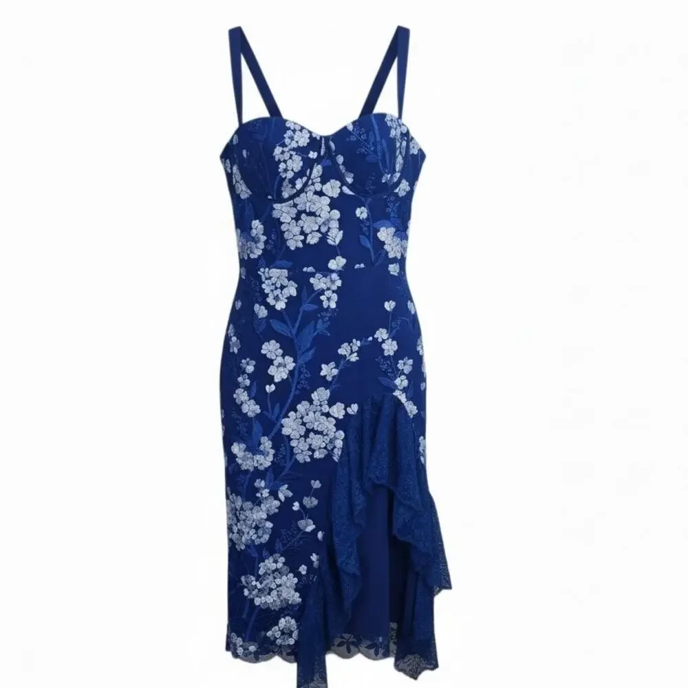 knee length dresses for ladies Tiffany Plunging Satin Midi Dress in Dusty Blue – Heather Clothing